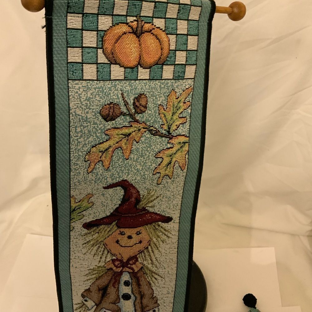 Fall Thanksgiving Halloween Wallhanging | Scarecrow, Pumpkins  Tapestry  5.75x41